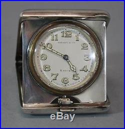 Antique Art Deco TIFFANY & CO 8-Day Sterling Silver Travel Automobile Clock, NR