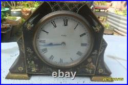 Antique Art deco lacquered Chinoiserie Smith 8 day Mantle Clock