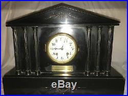 Antique Black slate Mantle Clock Chimes, presentation 1921 tovil paper mill maid