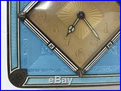 Antique Blue Guilloche Enamel Silver Alarm Clock c. 1920