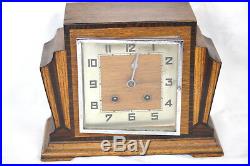 Antique British 1920s/1930s Wooden Mantle Clock, Art Deco