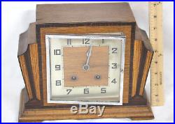 Antique British 1920s/1930s Wooden Mantle Clock, Art Deco