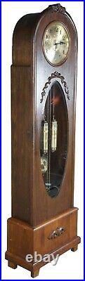 Antique Carved Oak Tall Case Kieninger German Art Deco Grandfather Clock 79