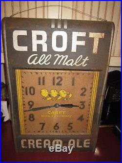 Antique Croft Cream Ale beer clock advertising Cranston RI Art Deco works