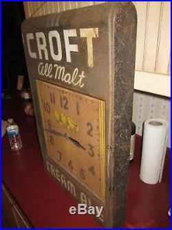 Antique Croft Cream Ale beer clock advertising Cranston RI Art Deco works