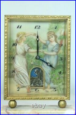 Antique DIDISHEIM I CAUGHT HIM Signed Automaton Clock Angel Hammer SWISS RARE