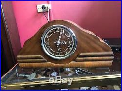 Antique Enfield Walnut Case Mantle Clock Working Art Deco Westminster Chime