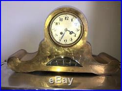 Antique French Art Deco Brass Case Mantel Clock