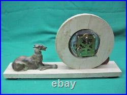 Antique French Art Deco Marble Clock With Russian Wolf Hound/Dog 1930's