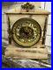 Antique French Medaille De Bronze S. Marti 19th Century Marble Desk Clock Lions