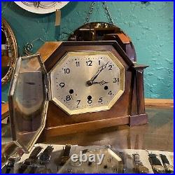 Antique Fully Working Westminster Chime 1930s Art Deco Octagonal Mantle Clock