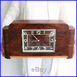 Antique GERMAN Clock HALLER Westminster Mantel Wood Art Deco HIGH GLOSS! Design