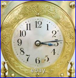 Antique German Gustav Becker 400 Day Torsion Mantle Clock Under Glass Dome