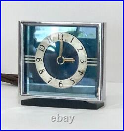 Antique Hammond Empress Blue Glass Art Deco Clock 1930's Rare