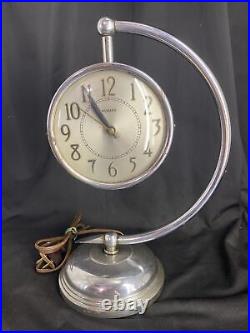 Antique Howard Chrome Art Deco Clock. Tells Time Needs Tlc