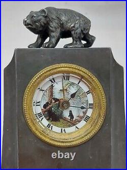 Antique Imperial Desk Table Alarm Clock Ivan Shishkin Painting Bear