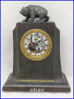 Antique Imperial Desk Table Alarm Clock Ivan Shishkin Painting Bear