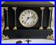 Antique Ingraham 8 Day Mechanical Art Deco Black Mantle Shelf Gong Chime Clock
