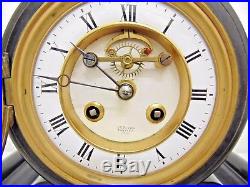 Antique J W Benson Slate Mantel Mantle Clock Art Deco Victorian Red Inlay Enamel