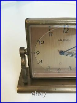 Antique JAEGER LECOULTRE Desk Alarm Clock, Art Deco, Brass, 2 day
