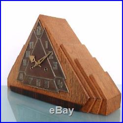 Antique JUNGHANS German Mantel Clock ART DECO BRONZE Dial RESTORED! 3 Bar Chime