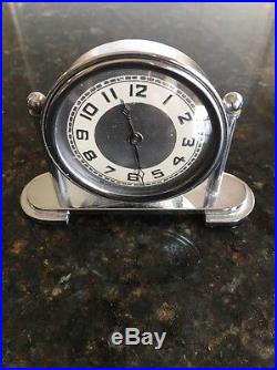 Antique Lux Clock Co. Art Deco Miniature Mantel C. 1933 Chrome Waterbury Conn. US