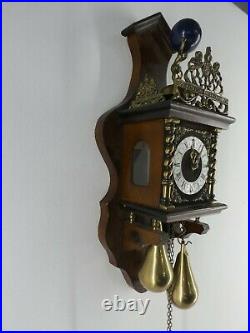 Antique Nu Elck Syn Sin Dutch Chiming Wall Clock Made Oin Holland Wood/brass E18