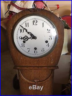 Antique Oak Granddaughter Floor Clock with Westminister Chimes Art Deco with Key