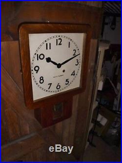 Antique Oak Seth Thomas Art Deco School house Wall Clock