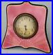 Antique Pink Enamel Sterling Silver. 925 Table Shelf Mantle Clock Swiss Art Deco