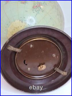 Antique Replogle 10 Precision World Globe withLux Annular Time Rotary Clock Base
