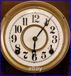Antique Sessions Clock Co. Carved Oak Gingerbread Parlor Mantel Clock c. 1890