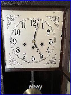 Antique Seth Thomas Westminister Chime Wall Art Deco Clock 8 Day with Key Serviced