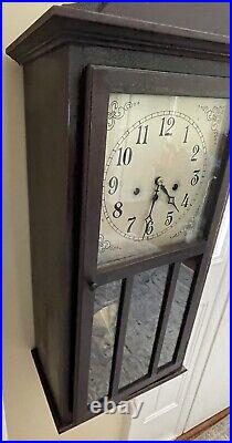 Antique Seth Thomas Westminister Chime Wall Art Deco Clock 8 Day with Key Serviced