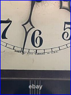 Antique Seth Thomas Westminister Chime Wall Art Deco Clock 8 Day with Key Serviced