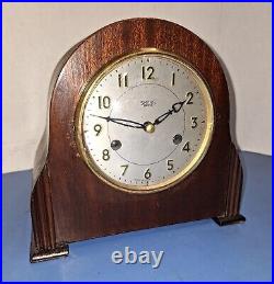 Antique Smiths Enfield England Art Deco Chime Mantel Clock Working 8 Day Britain