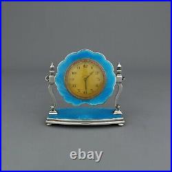 Antique Solid Sterling Silver and Enamel 8 Day Clock. Birmingham, 1928