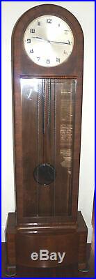 Antique Tiger Oak Grandfather Clock Art Deco Dial Germany