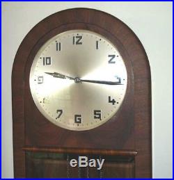 Antique Tiger Oak Grandfather Clock Art Deco Dial Germany