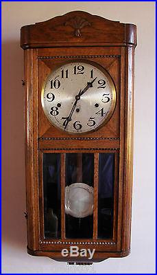 Antique Vintage Art Deco German Vienna 8 Day Westminster Chiming Wall Clock 1930