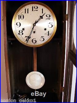 Antique Vintage Art Deco German Vienna 8 Day Westminster Chiming Wall Clock 1930