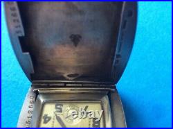 Antique Vintage Borel Fils & Cie Blue Enamelled Art Deco Travelling Clock Silver
