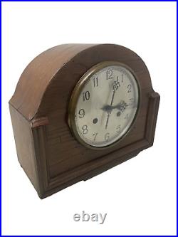 Antique Vintage Haller Mantel Clock Art Deco Wooden Case Working