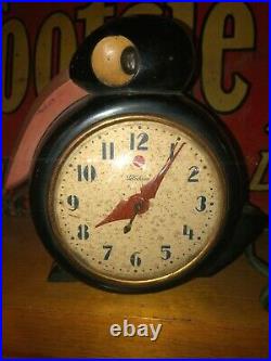 Antique Vtg 1930s Art Deco RARE Telechron SMUG Black 8F01 DUCK CLOCK Works GC