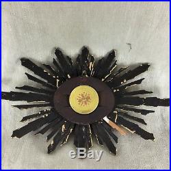 Antique Wall Clock Gold Sunburst French Louis XVI Style Art Deco Working 8 Day