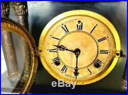 Antique Waterbury Art Deco Mantle Clock Chime Pendulum Circa 1900