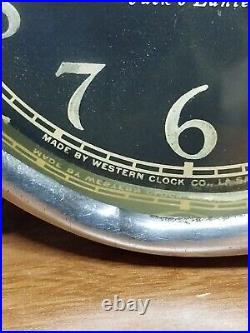 Antique Westclox Black Dial Jack o' Lantern Art Deco Wind Up Alarm Clock Works