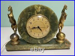 Antique Whitehall Hammond Art Deco Green Onyx Electric Clock