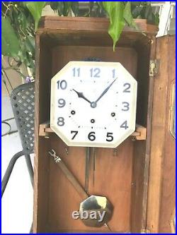 Antique Wooden Chime Wall Clock Westminster Art Deco Fabulous Estate Sale
