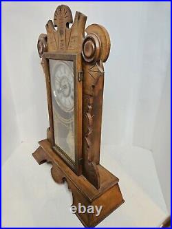 Antique Working 1870's NEW HAVEN Cock Co. Victorian Walnut Parlor Mantel Clock